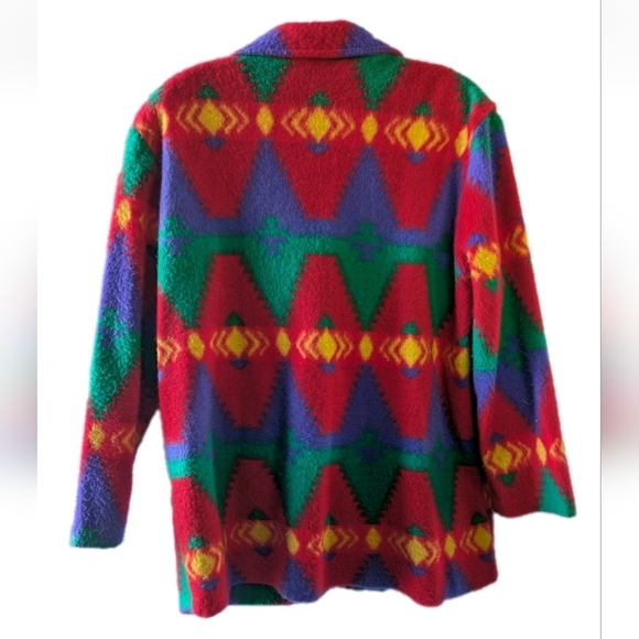 David Wayne Vintage Fleece Southwest Print Two Button Jacket Women's Large - Picture 2 of 11